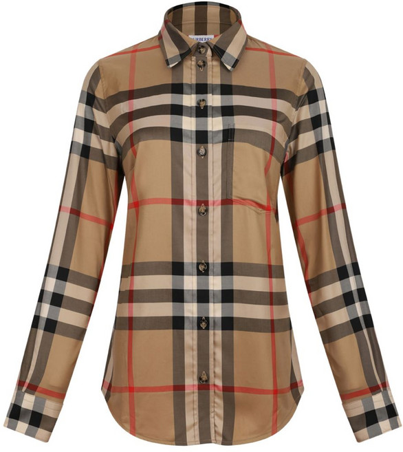 버버리 체크 패턴 코튼 셔츠