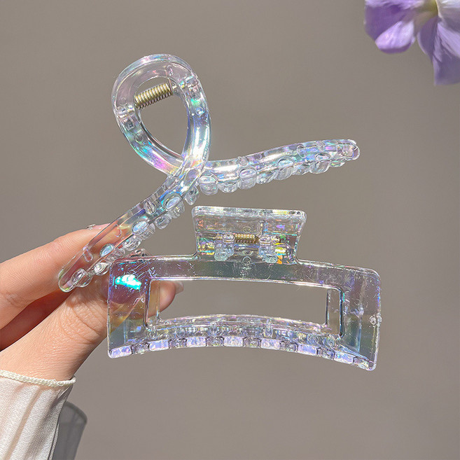 오로라 홀로그램 올림머리 반머리 헤어집게핀