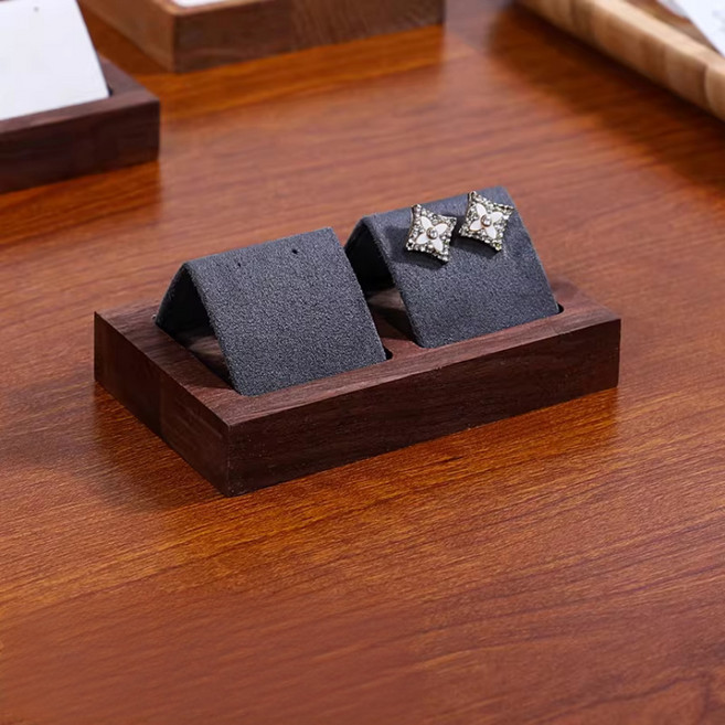 원목 귀걸이 진열대 악세사리 진열대 귀걸이 거치대 매장 전시 트레이, 그레이 벨벳, 1개