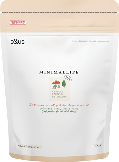 아이앤어스 100%국내산 프리미엄 실내건조 캡슐 세탁세제 싱글 미니챔버(베이비웜코튼향), 1개, 60개입