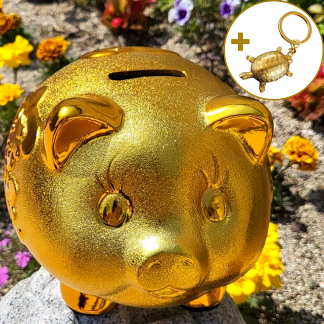 벤브릿 재물 행운 황금 돼지 저금통, 대형, 1개