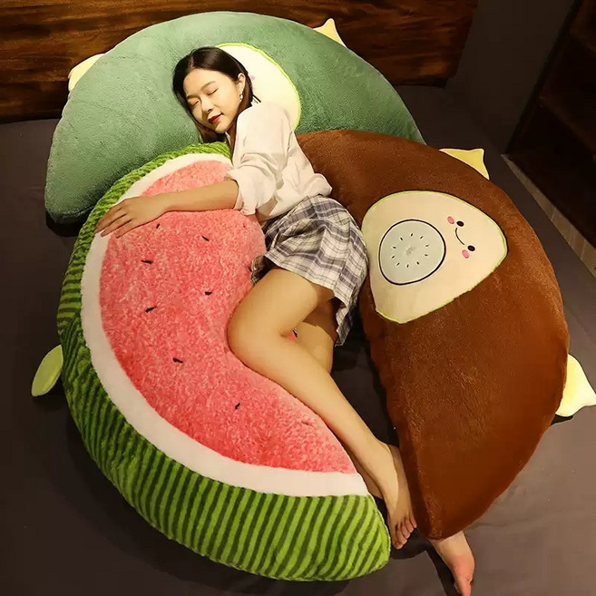 대형 반달쿠션 반원 안고자는베개 과일 다리베개 등받이쿠션 수박 딸기, 80cm, 자몽