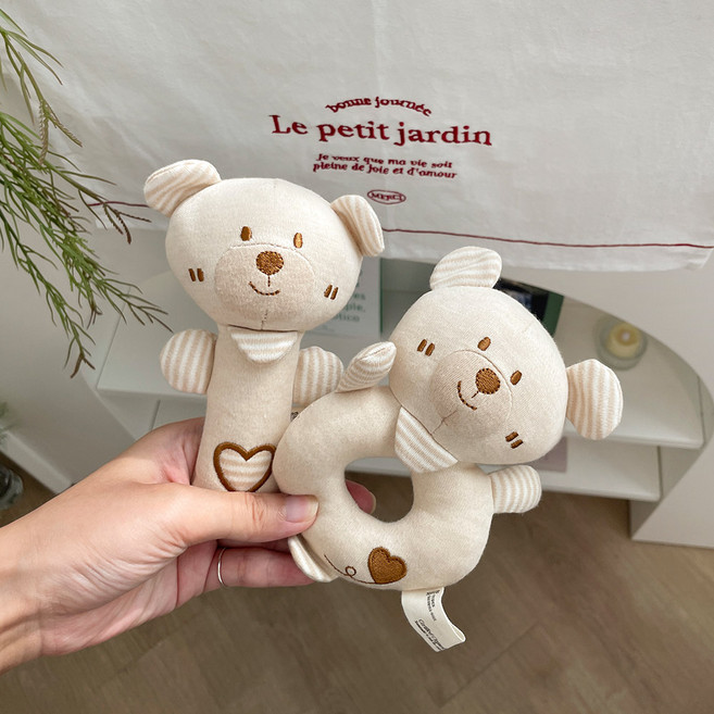 베베코지 오가닉 애착 딸랑이 2P 촉감 자극 아기 신생아, 토끼 애착 딸랑이 2P