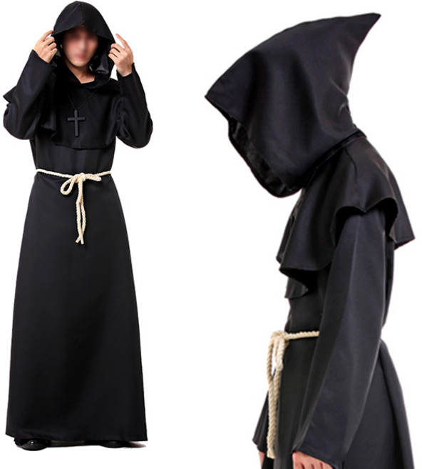 수도승 검은 사제 신부 코스프레 사신 망토 십자가 저승사자 체육대회 졸업사진 코스튬 파티