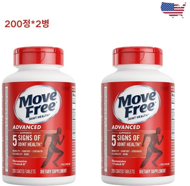 Move Free 무브프리 글루코사민 콘드로이친 히알루론션, 2개, 200정