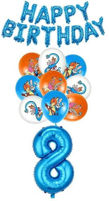 주토피아 생일파티 장식 식기세트 풍선 배너 키트, 28 balloon set 8