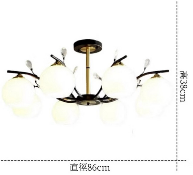 雨果燈飾 水晶葉子 現代輕奢餐廳半吸頂燈 簡約大氣客廳燈 創意餐吊燈 餐桌燈, 八燈