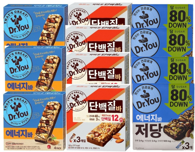 닥터유 에너지바 저당 에너지바 단백질바 12개씩 세트, 1개, 1.68kg