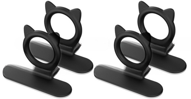 더자카 네코 접착식 실리콘 변기뚜껑 손잡이 4p, 블랙