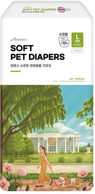 아몬스 수컷용 강아지 기저귀 30p, 1개, 대형, 50개입