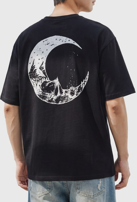 엠씨티 문컬렉션 5부 오버핏반팔티 캠핑문 남녀공용 프린팅