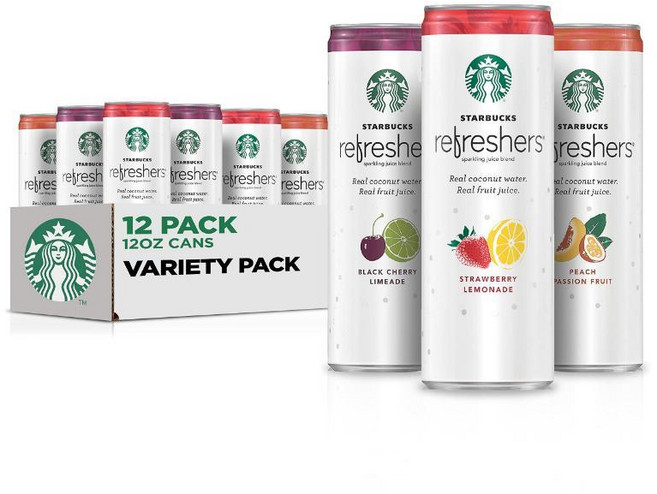 스타벅스 리프레셔 3가지맛 버라이어티팩 355mL 12개입 피치 체리 딸기, 1개