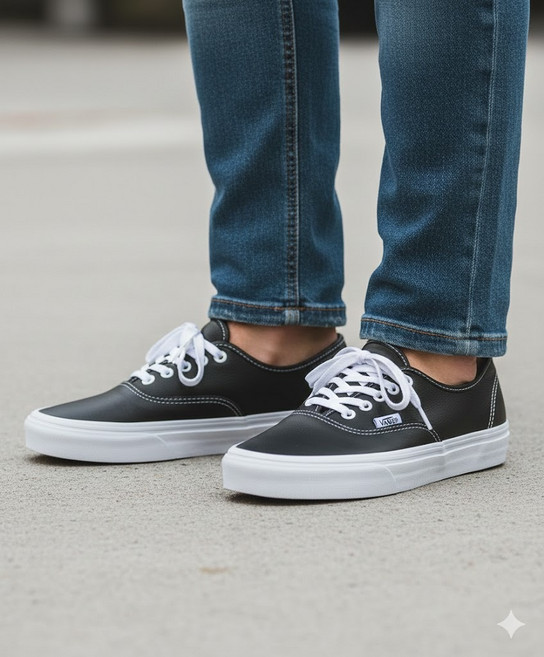 반스 vans 어센틱 - (레더) 블랙트루 화이트 VN000CRTBPA1