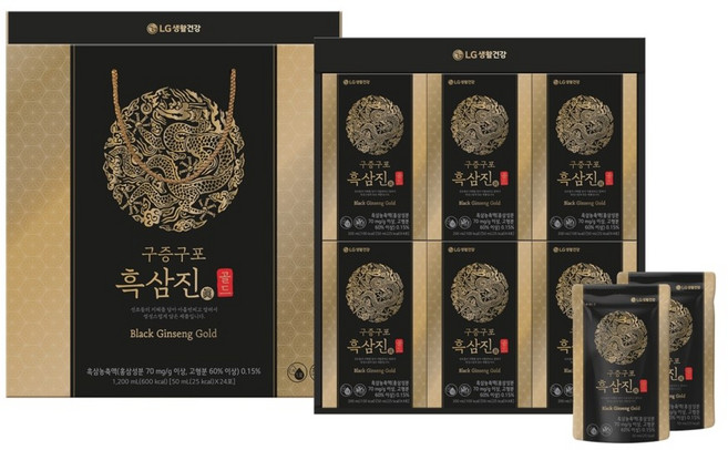 설식품선물세트 리튠 구증구포 흑삼진 골드 50ML*24포x 1개 + 손잡이