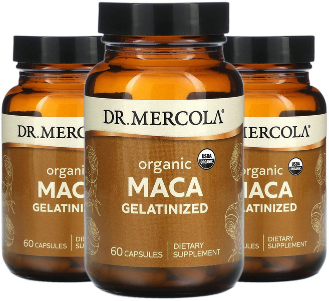 닥터머콜라 유기농 젤라틴화 마카 MACA 캡슐 60정캡슐 1정당 500mg 2+1, 60정, 3개