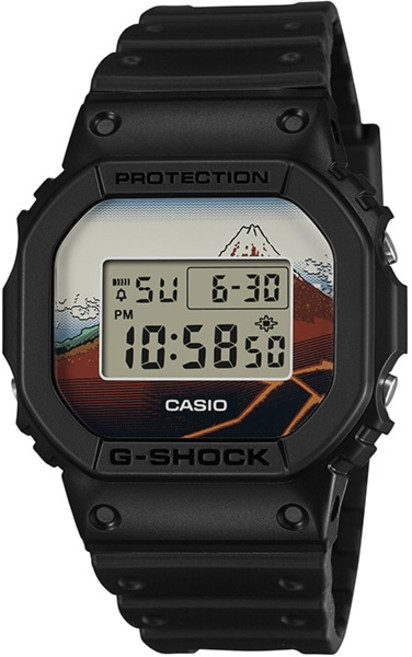 카시오 CASIO G-SHOCK 지쇼크 G쇼크 카츠시카 호쿠사이 “야마시타 시라우” 디자인 DIGITAL 5600 SERIES 맨즈 러버 밴드 DW-5600KHSH25-1JR