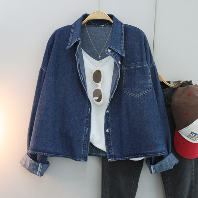 달콩 여성 로꼬크롭데님셔츠 청남방