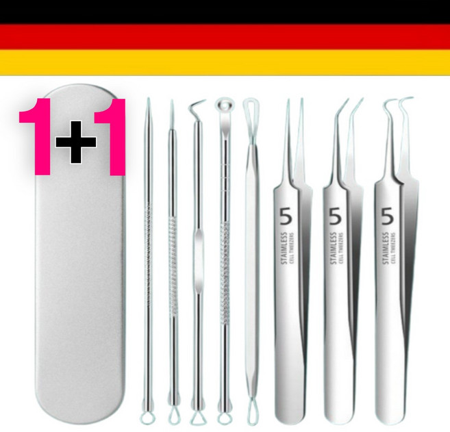 독일 세이코 핀셋 비립종 압출 바늘 여드름 피지 제거 집게 뽑기, 2개, 8종세트