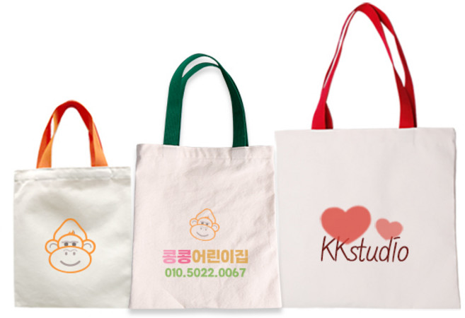 유통킹콩 컬러끈 디지털인쇄 에코백 주문제작 상품(20장이상 주문가능)