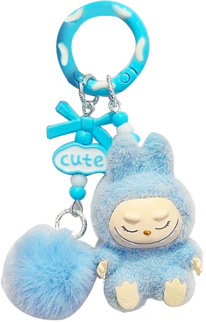 라부부 키링 열쇠고리 미니 labubu 귀여운 핸드폰 가방고리, 1개, 블루