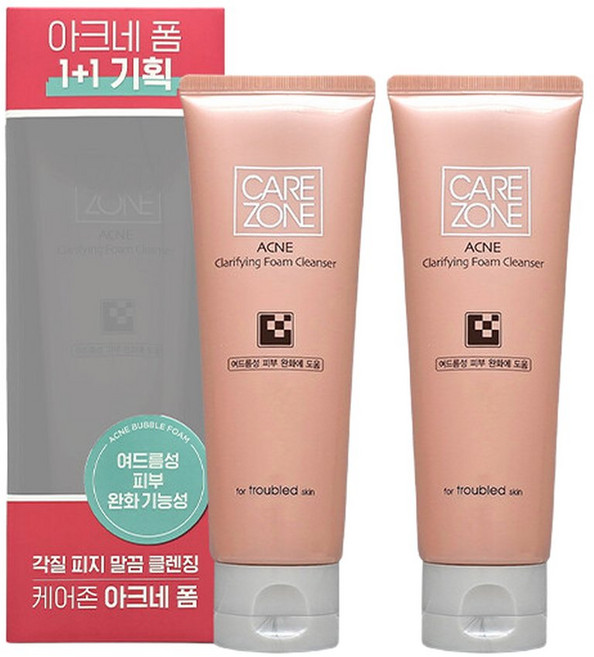 케어존 아크네 클래리파잉 폼 클렌저 130ml+130ml, 130ml