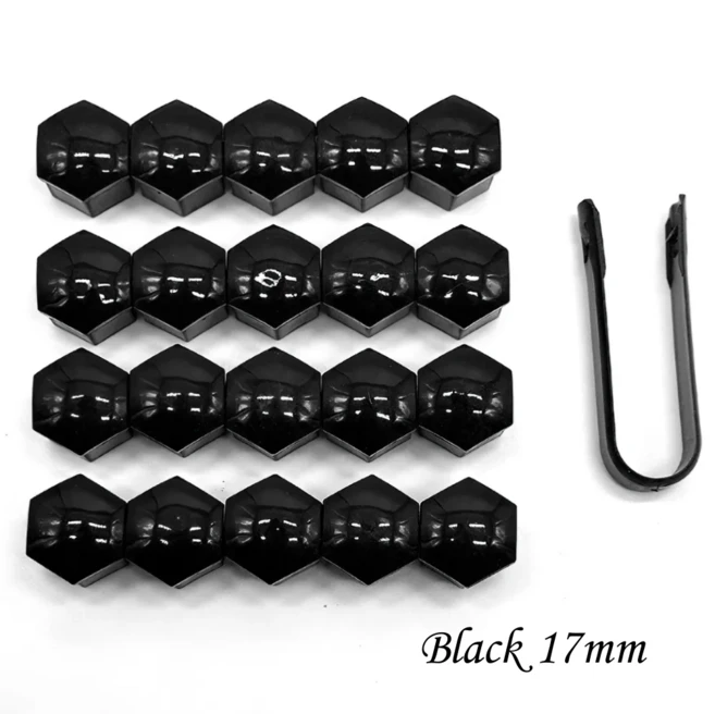 호환 20Pcs 차량 바퀴 너트 캡 17mm 19mm 21mm 타이어 스크류 캡 휠 허브 쉘 너트 블랙 그레이 실버 보호, 03 17mm Black