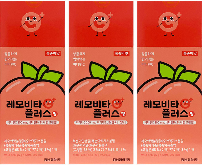 레모비타 플러스 120정 복숭아맛, 3박스