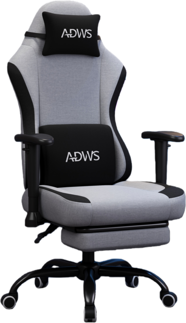 ADWS 電競椅 人體工學椅 辦公椅 電腦椅 升降椅 旋轉椅, 灰麻布-鋼脚