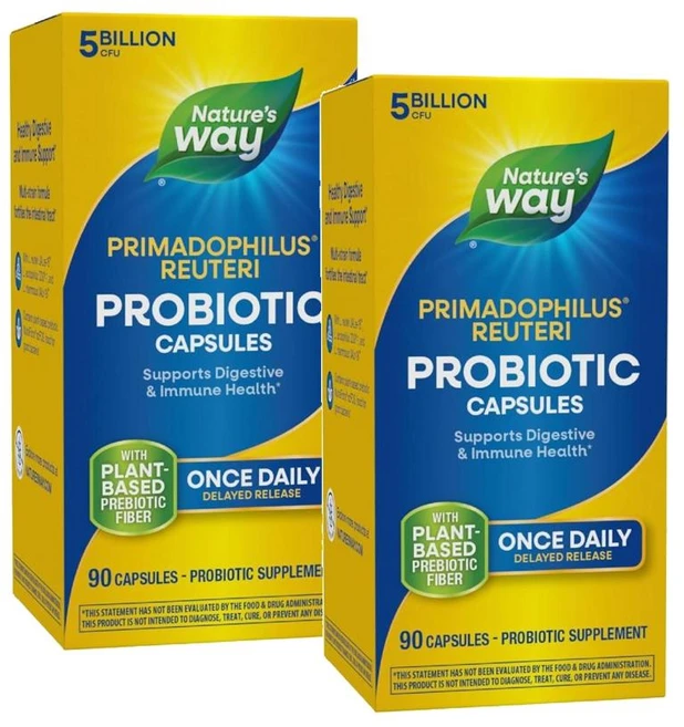 네이처스웨이 프리마도필러스 루테리 프로바이오틱스 50억 CFU 캡슐 Nature's Way Primadophilus Reuteri Probiotics, 2개, 90정 - 쿠팡