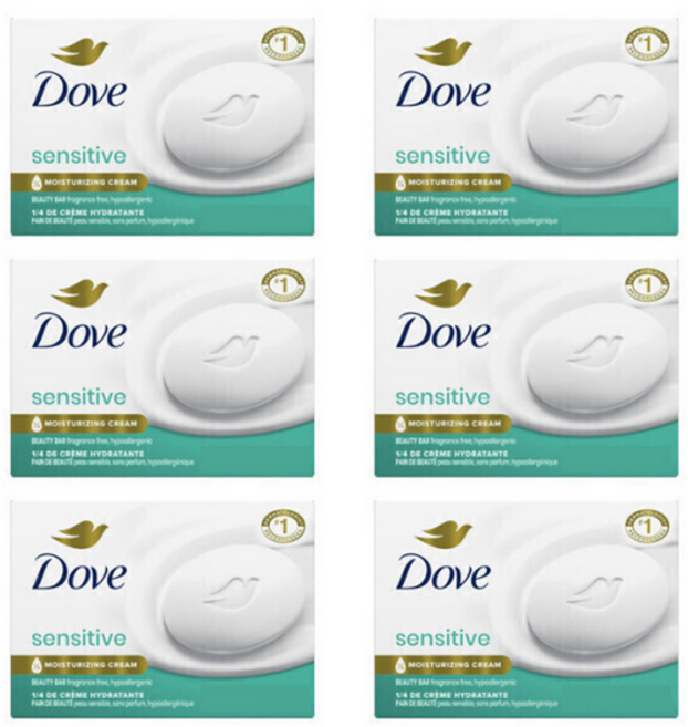 도브 센스티브 스킨 뷰티 바, 106g, 6개입