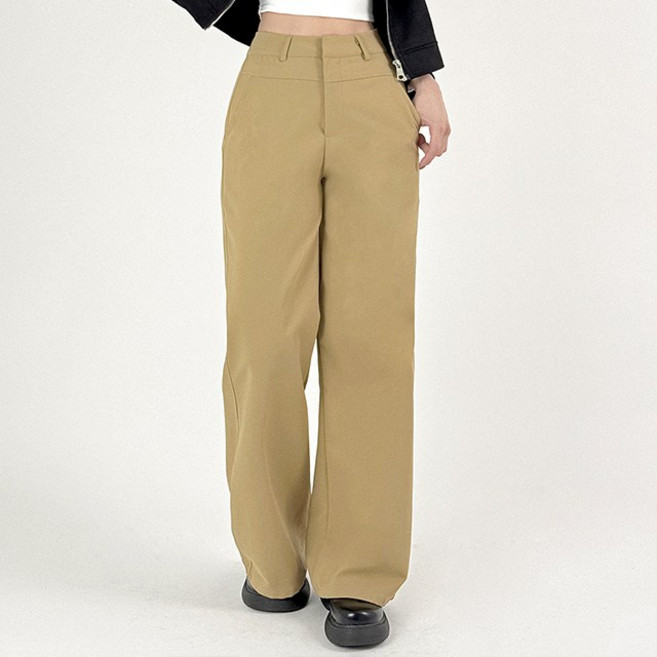 허리절개 하이웨스트 모던 와이드 슬랙스 팬츠