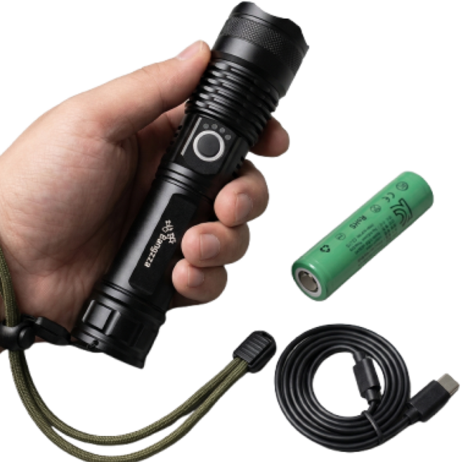 KC인증 C타입 초강력 후레쉬 휴대용 LED 랜턴, 1개, 블랙