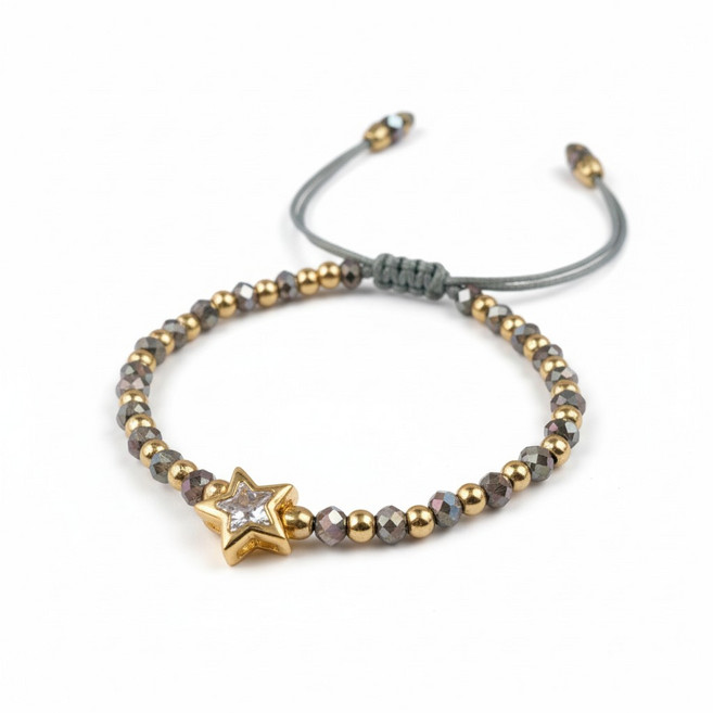 HAPPY JOURNEY 크리스탈 헤마타이트 매듭팔찌 쥬얼리 선물포장