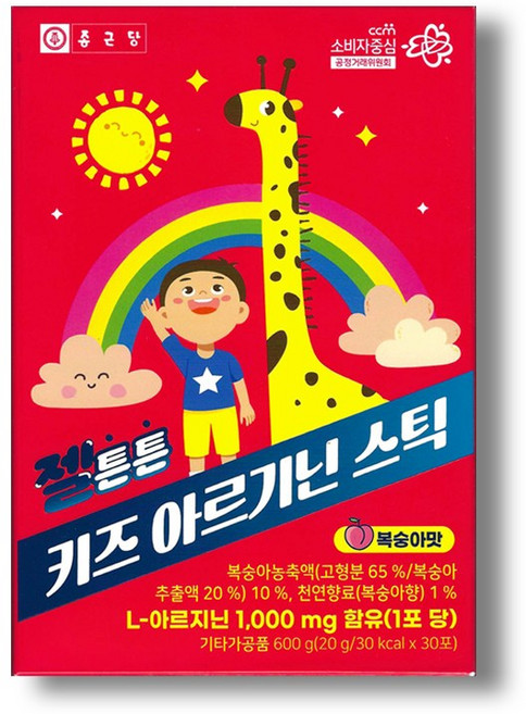 종근당 젤튼튼 키즈 아르기닌 스틱, 1개, 600g