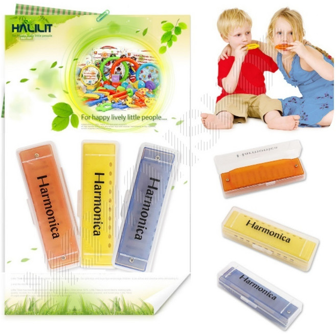 아기하모니카 하모니카장난감 케이스포함 음악교구 유아악기, 주황,노랑,파랑, 1개