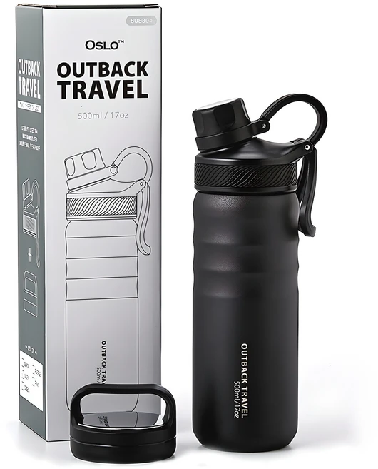 오슬로 아웃백 트래블 텀블러 500ml 1개 블랙 보온/보냉가능 손잡이 휴대용 스테인리스 - 쿠팡