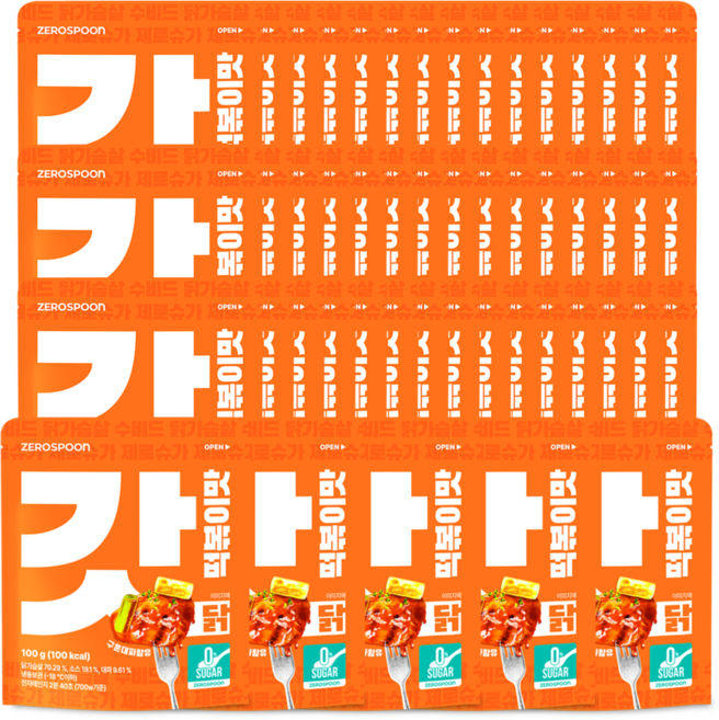 갓닭 무설탕 수비드 그릴드 닭가슴살 떡볶이맛 100g, 50개