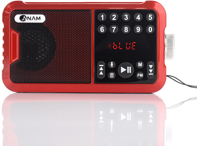 아남 번호선곡 TF USB재생 블루투스 휴대용 라디오, 레드, ATX-15BT