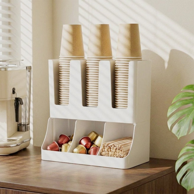 Curious Pony 큰종이컵 디스펜서 일회용 종이컵 홀더 종이컵 거치대, 1개, 화이트