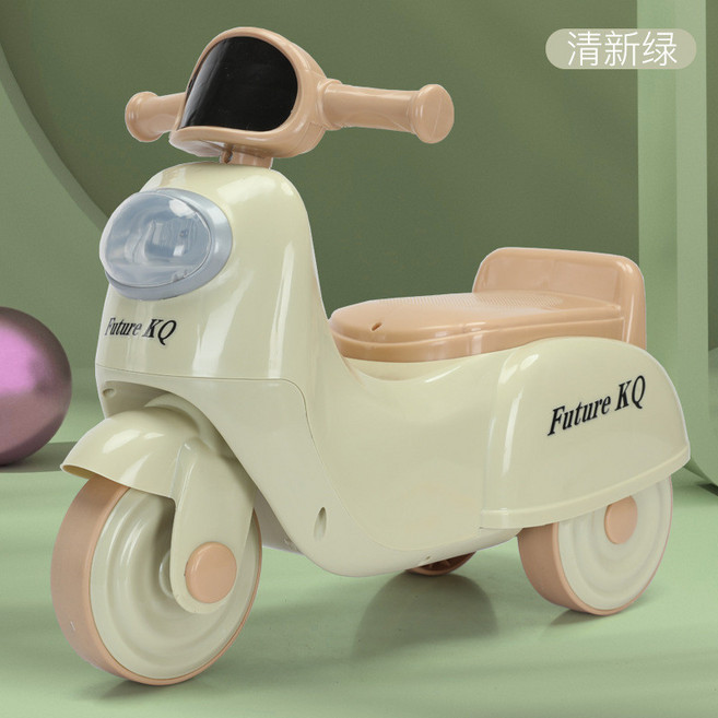 兒童滑行車 摩托車造型 學步滑步車, 清新綠色 音樂燈光, 1個