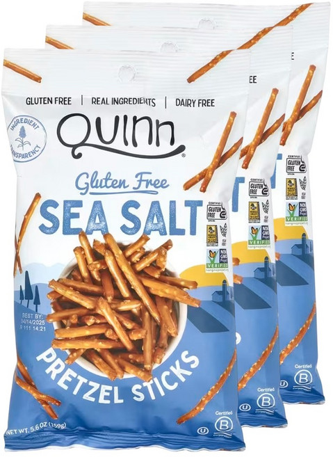 퀸 스낵 프레첼 스틱 홀그레인 씨솔트 159g 3개 통곡물 저염