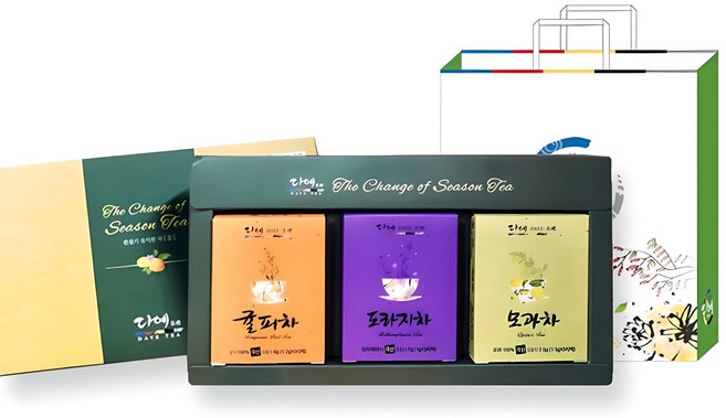 다예 시즌티 3종 선물세트, 귤피차 + 도라지차 + 모과차, 1세트