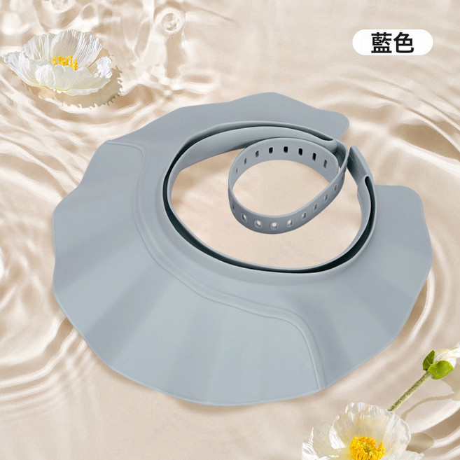 DFMEI 寶寶洗頭神器兒童擋水帽洗頭護耳帽嬰兒洗澡浴帽小孩防水洗髮帽子, 藍色:如圖, 1個