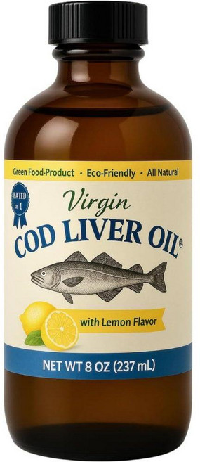 뉴트라프로인터네셔널 대구간유 버진 코드리버오일 Cod Liver Oil 레몬맛 237ml, 1개