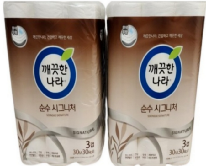 깨끗한나라 순수시그니처 화장지 브라운 30m X 2팩, 30mm, 30개입, 2개