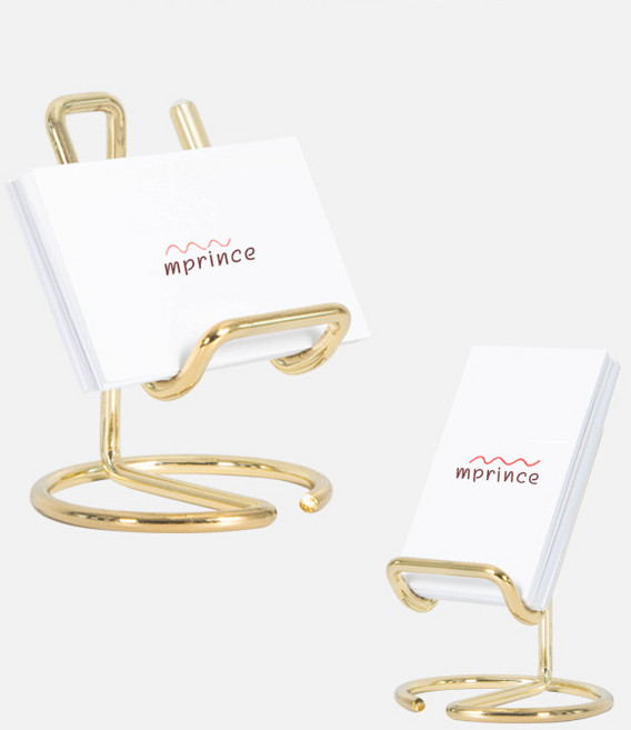 명함 받침대 메탈 스탠드 명함꽂이 홀더 거치대, 골드, 1개