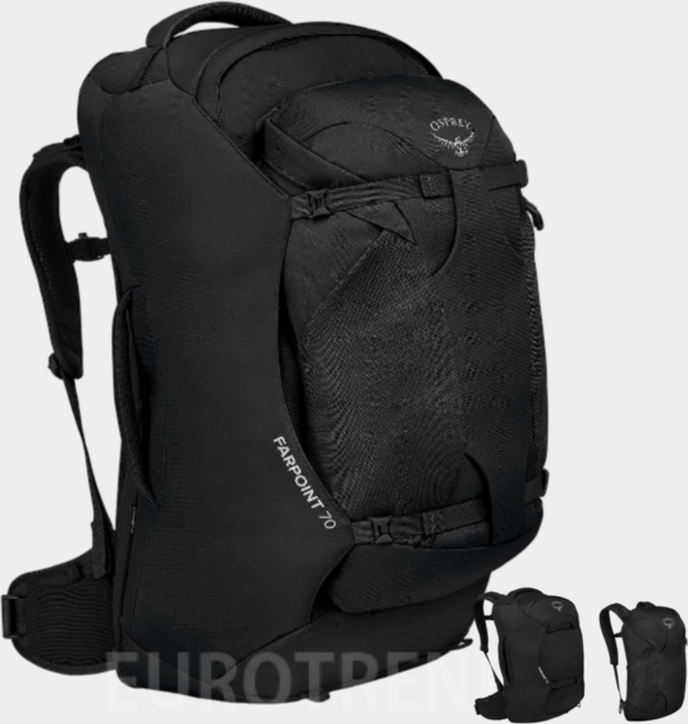 오스프리 등산 백팩 가방 여행 배낭 유럽 파포인트 55L (40L+15L), Black