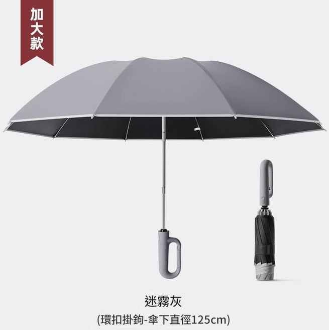 全自動反向折疊雨傘 10K-60根抗風骨 黑膠防曬晴雨兩用
