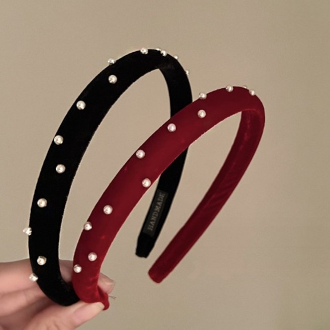 진주 벨벳 머리띠