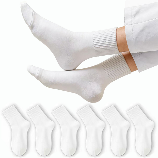 Le Gou 남성용 땀흡수 방취 항균 순면 중목 스포츠 양말 6켤레